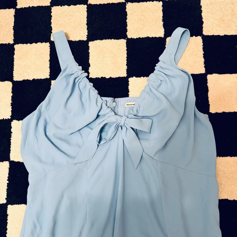 Abercrombie & Fitch Light Blue Sleeveless Dress with Bow Detail & Slit